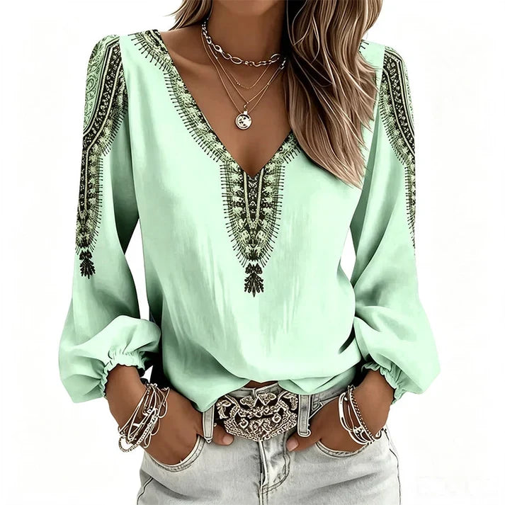 Fresh Drop - V-Neck 3D Print Long Sleeve