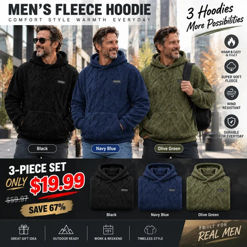 Men's Winter Fleece Lined   Hoodie Jacquard Pattern   Long Sleeve Pullover   Sweatshirt for Casual   Outdoor Wear
