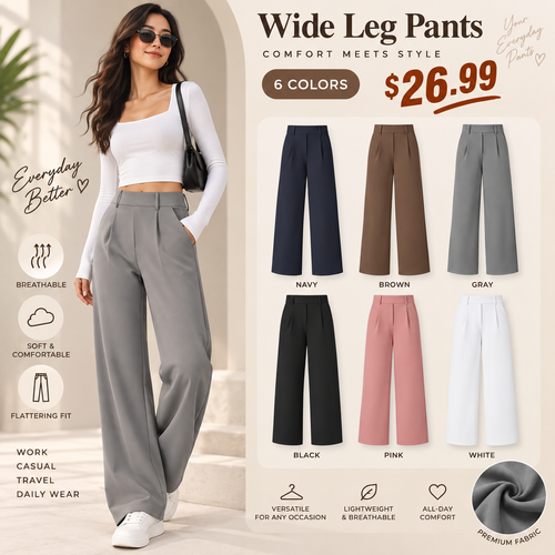 High Waisted Pocket Straight Leg Work Pants
