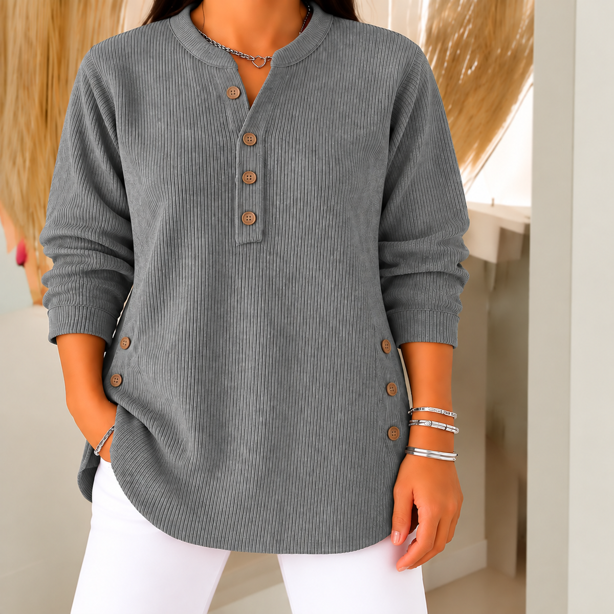 💃Women's Solid Color Crew Neck Long Sleeve Casual Loose Knit Pullover – Cozy Comfort Meets Effortless Style