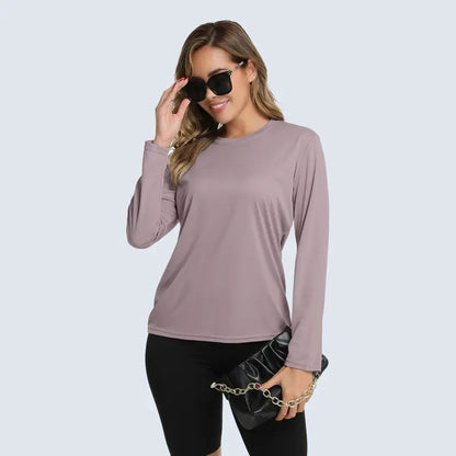 Women's Long Sleeve Workout Top – Breathable & Quick-Dry Sports Shirt