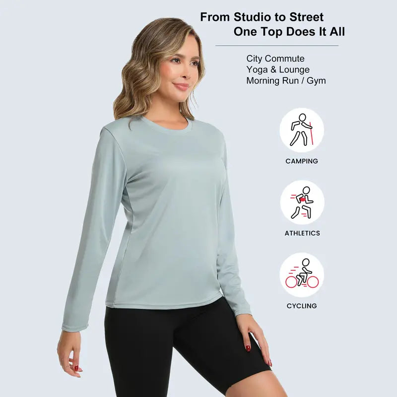 Women's Long Sleeve Workout Top – Breathable & Quick-Dry Sports Shirt