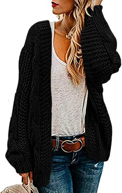 Womens Oversized Chunky Open Front Cardigan Sweaters Cable Knit Long Sleeve Cardigans Outwear Coats