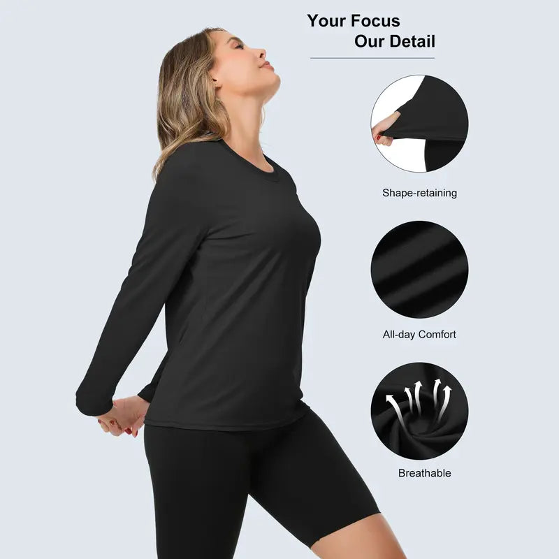 Women's Long Sleeve Workout Top – Breathable & Quick-Dry Sports Shirt