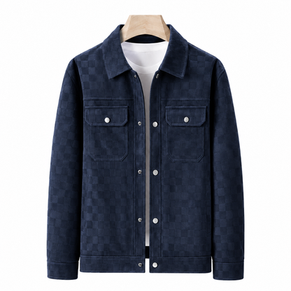 Men's Faux Suede Checkerboard Jacket