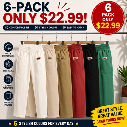 🎁Limited time 50% OFF⏳Good Gift🎉Women's Elastic Waist Cotton Trousers