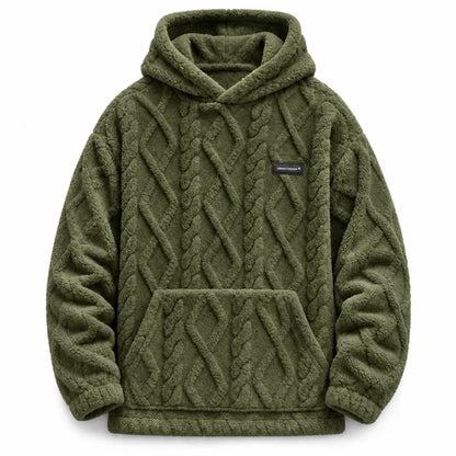 Men's Winter Fleece Lined   Hoodie Jacquard Pattern   Long Sleeve Pullover   Sweatshirt for Casual   Outdoor Wear