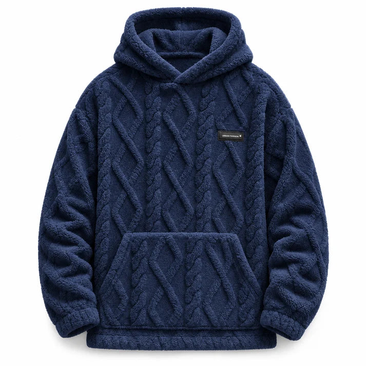 Men's Winter Fleece Lined   Hoodie Jacquard Pattern   Long Sleeve Pullover   Sweatshirt for Casual   Outdoor Wear