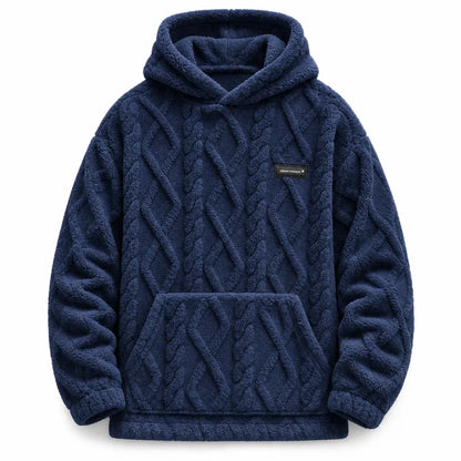 Men's Winter Fleece Lined   Hoodie Jacquard Pattern   Long Sleeve Pullover   Sweatshirt for Casual   Outdoor Wear
