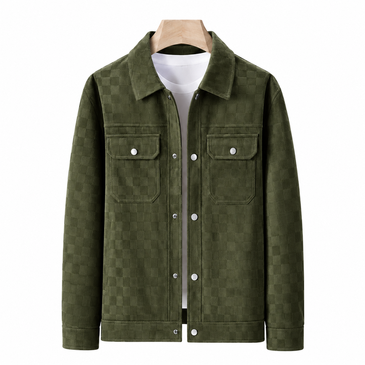 Men's Faux Suede Checkerboard Jacket