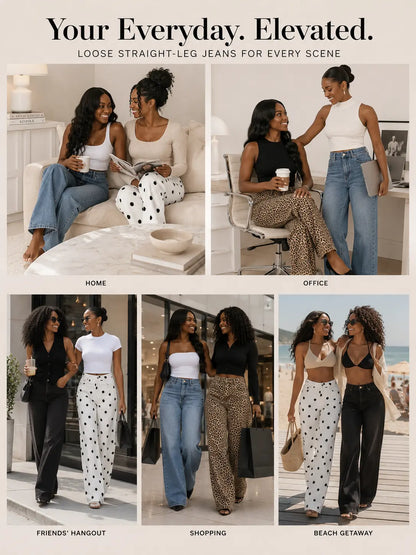 Women's Versatile High Waist Stretchy Denim Wide Leg Jeans