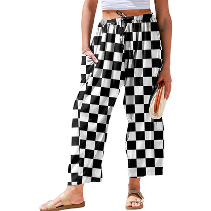 Women's Linen Blend Wide Leg Pants – Casual Loose Fit Palazzo Pants with Pockets