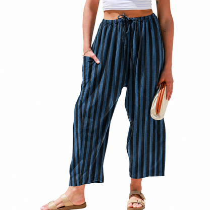 Women's Linen Blend Wide Leg Pants – Casual Loose Fit Palazzo Pants with Pockets