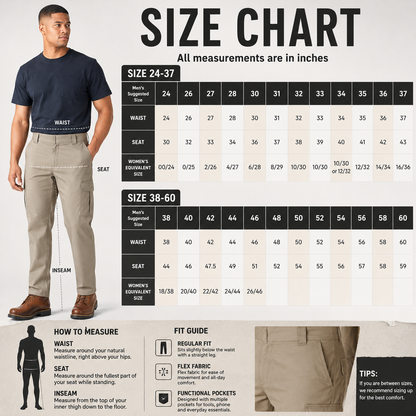 Men's FLEX Regular Fit Cargo Work Pants – Stretch Comfort, Straight Leg & Expandable Pockets