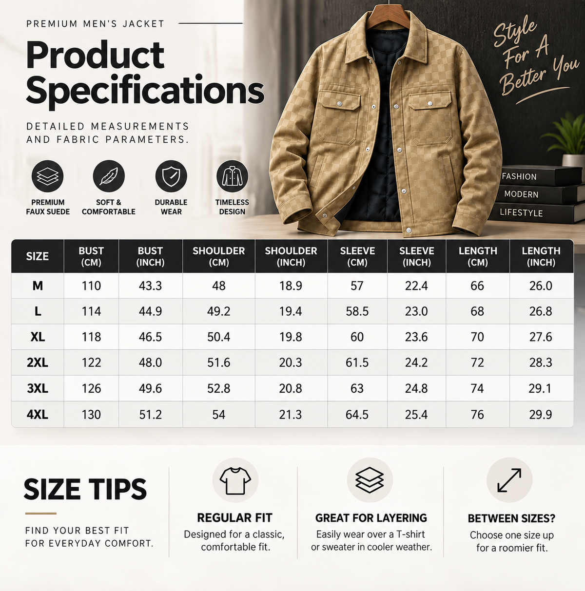 Men's Faux Suede Checkerboard Jacket