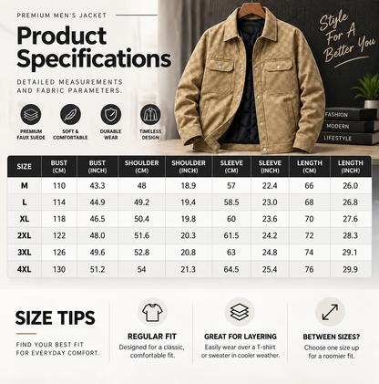 Men's Faux Suede Checkerboard Jacket