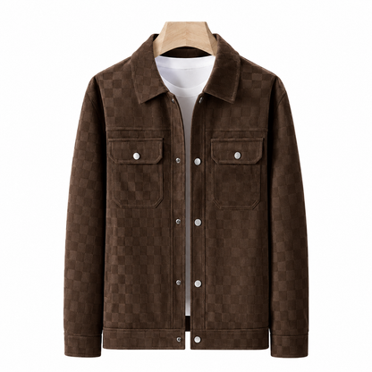 Men's Faux Suede Checkerboard Jacket