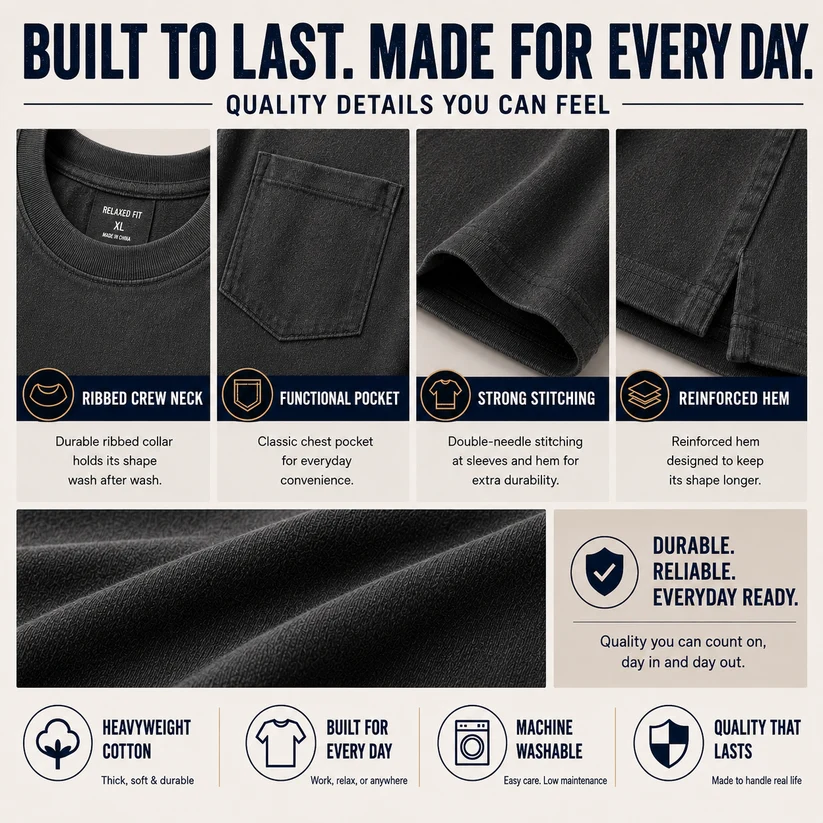 Classic Heavyweight Pocket Work Tee – Relaxed Fit, Built for Everyday Work
