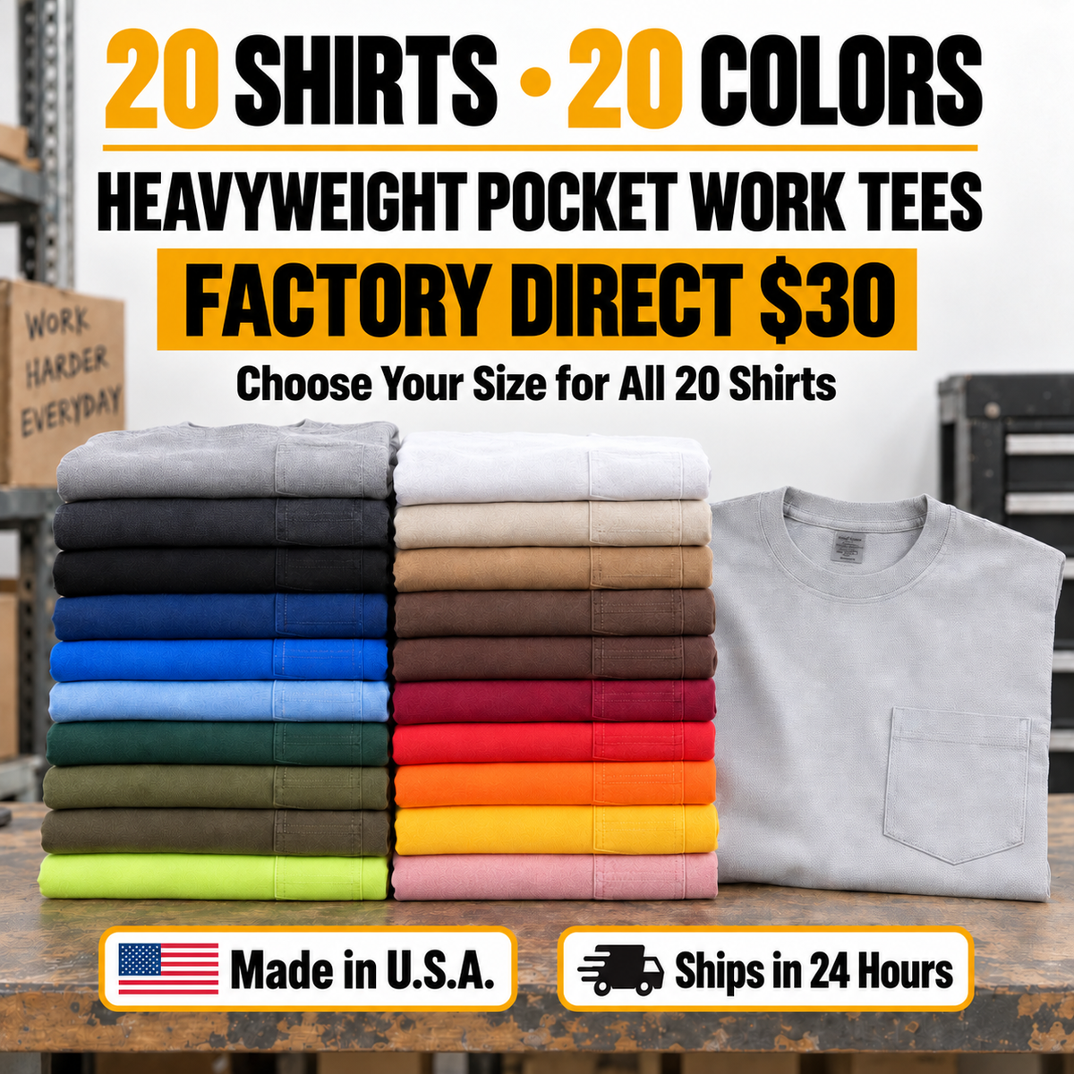 Classic Heavyweight Pocket Work Tee – Relaxed Fit, Built for Everyday Work