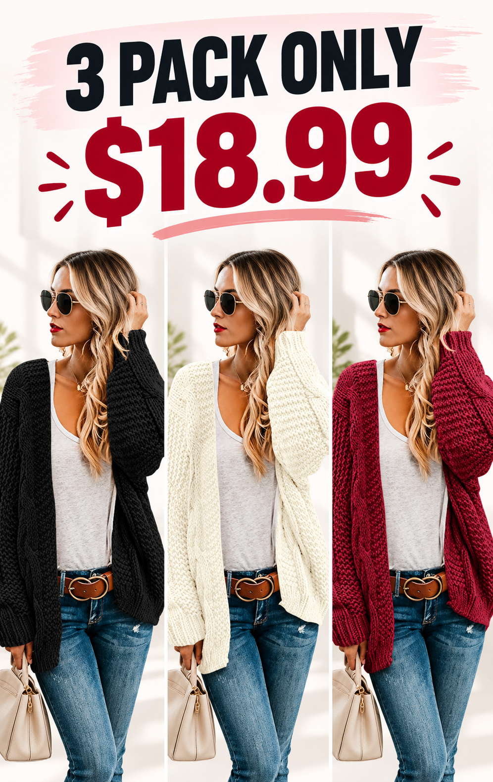 Womens Oversized Chunky Open Front Cardigan Sweaters Cable Knit Long Sleeve Cardigans Outwear Coats