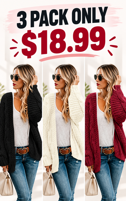 Womens Oversized Chunky Open Front Cardigan Sweaters Cable Knit Long Sleeve Cardigans Outwear Coats