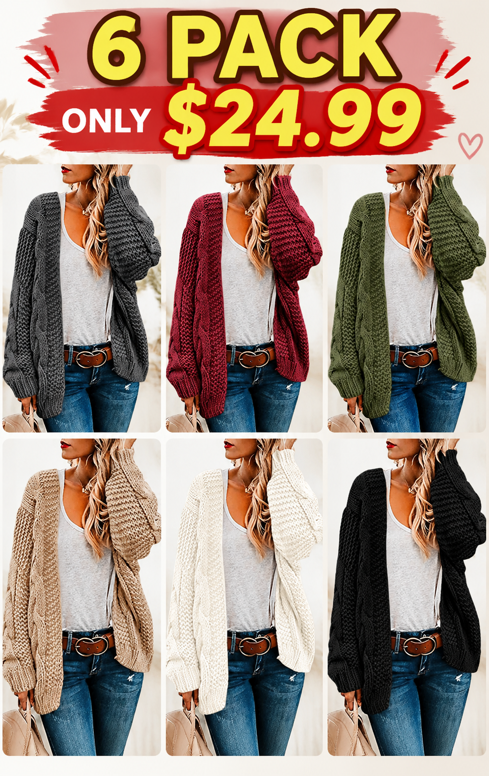 Womens Oversized Chunky Open Front Cardigan Sweaters Cable Knit Long Sleeve Cardigans Outwear Coats