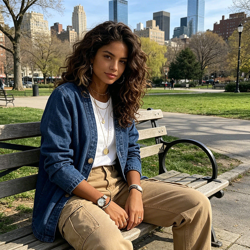 🧥 50% OFF NOW! ✨ Women's Classic Button Front Denim Jacket – V-Neck, Breathable Fabric & Relaxed Fit 💙