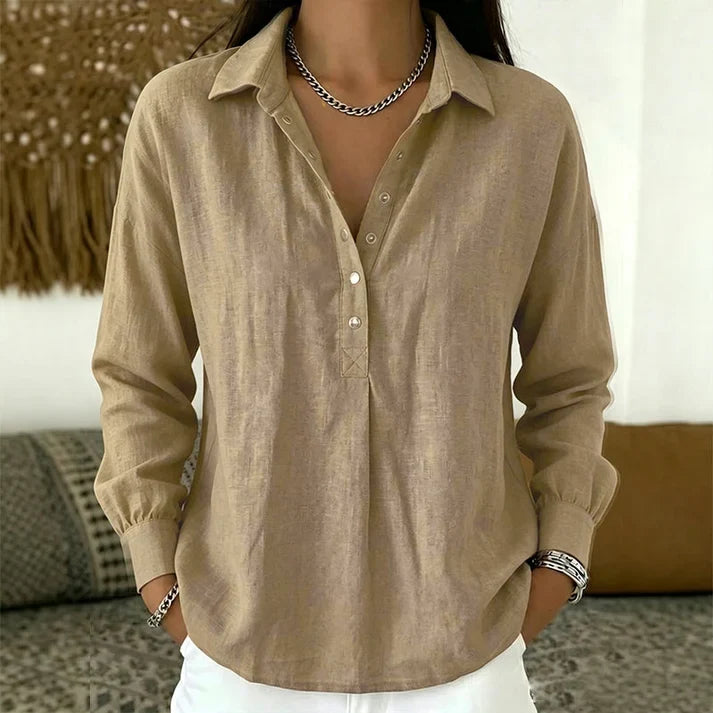 Women's Casual Loose Half-Button Shirt