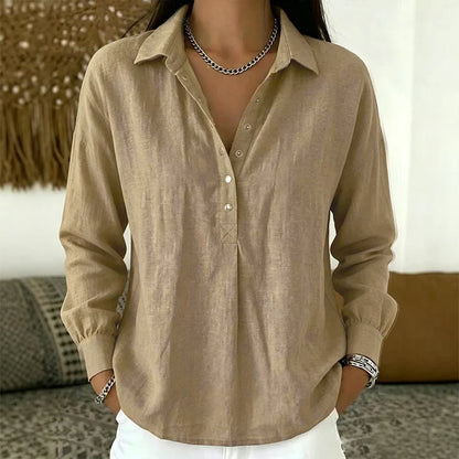 Women's Casual Loose Half-Button Shirt