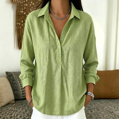 Women's Casual Loose Half-Button Shirt