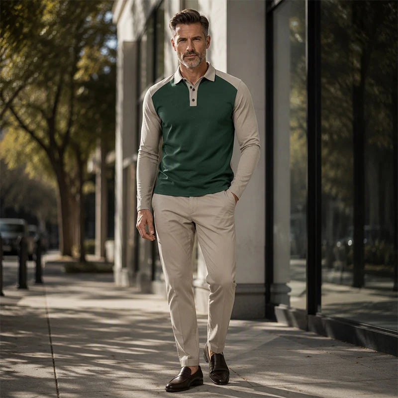 New Fall Collection-Men's Casual Color-Block Long Sleeve Shirt