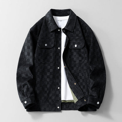 Men's Faux Suede Checkerboard Jacket