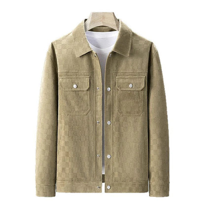 Men's Faux Suede Checkerboard Jacket