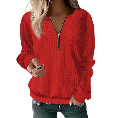 Women's Half-Zip Cable Knit Sweatshirt