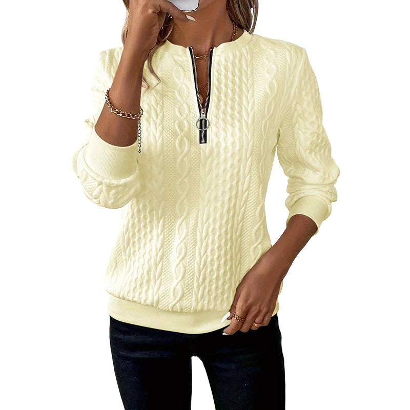 Women's Half-Zip Cable Knit Sweatshirt