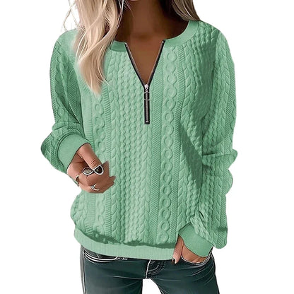 Women's Half-Zip Cable Knit Sweatshirt