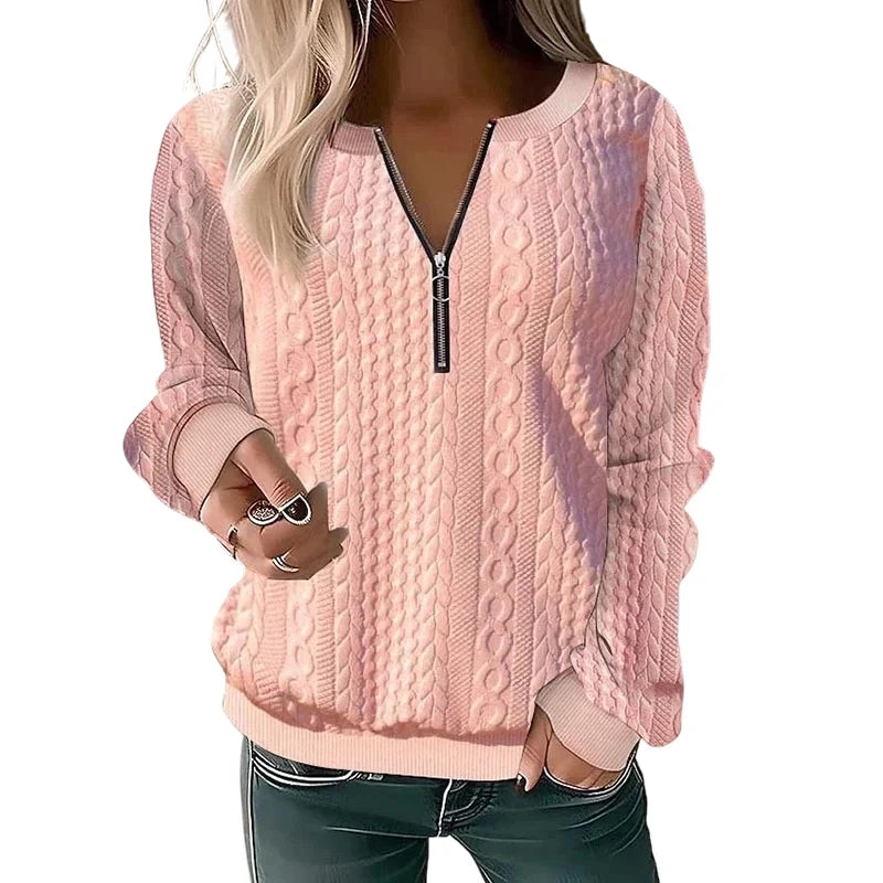 Women's Half-Zip Cable Knit Sweatshirt