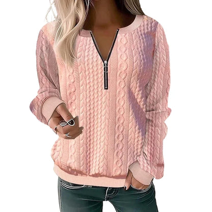 Women's Half-Zip Cable Knit Sweatshirt