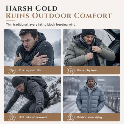 Men's Winter Fleece Lined   Hoodie Jacquard Pattern   Long Sleeve Pullover   Sweatshirt for Casual   Outdoor Wear