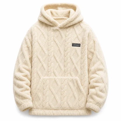 Men's Winter Fleece Lined   Hoodie Jacquard Pattern   Long Sleeve Pullover   Sweatshirt for Casual   Outdoor Wear