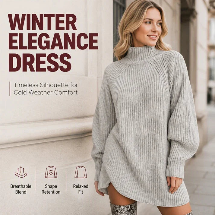 🍂Autumn Hot Sale🔥Women's Cozy Turtleneck Knit Sweater Dress