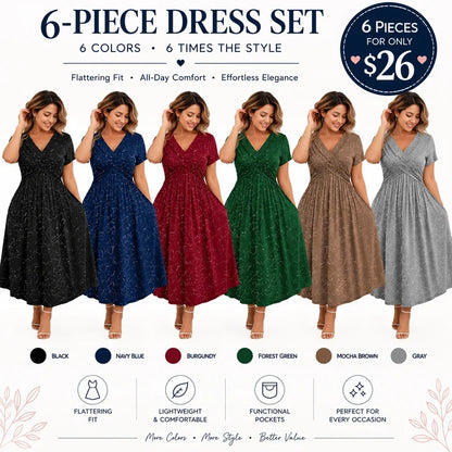 Women's Elegant V-Neck   Twist Front Dress