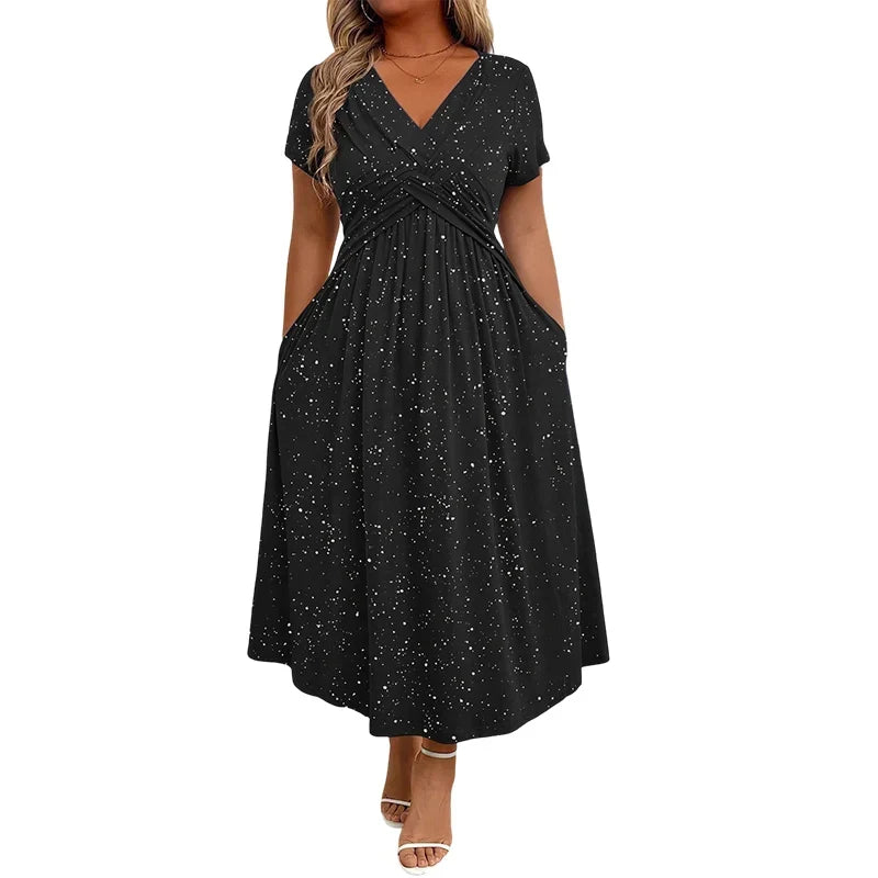 Women's Elegant V-Neck   Twist Front Dress