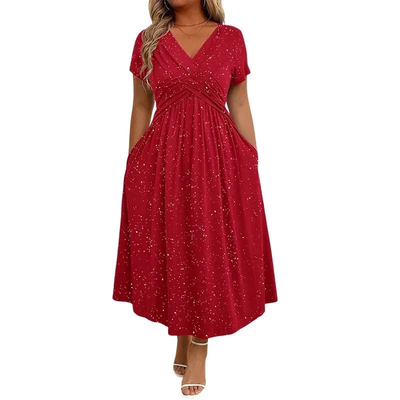Women's Elegant V-Neck   Twist Front Dress